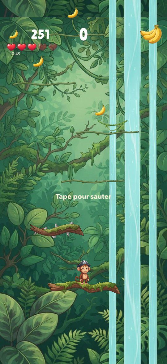 Partie en cours : le singe saute de liane en liane